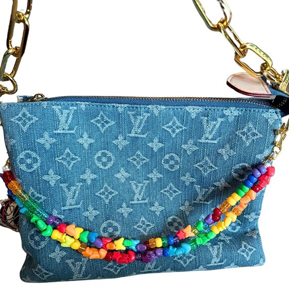 Rainbow Beaded Bag & Jean Charm - Picture 1 of 7